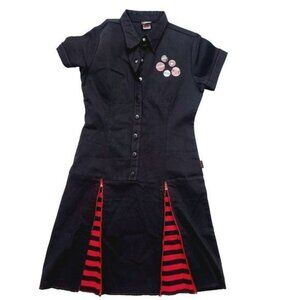 Vintage Emily the Strange Dress, Short Sleeve, Zippers, Black, Medium